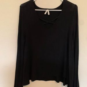 Black Mudd Shirt with Crisscross detail